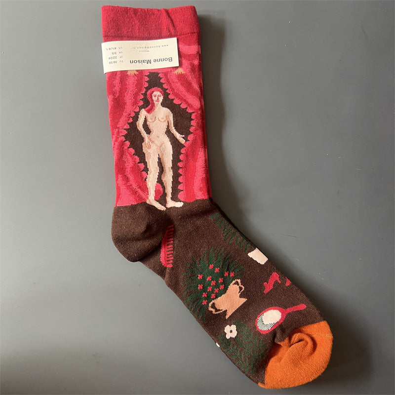 Art Pattern Crew Socks – Vintage Oil Painting Style Socks