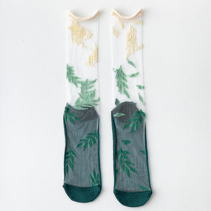 Sheer Crystal Crew Socks – Japanese Style Asymmetrical Socks