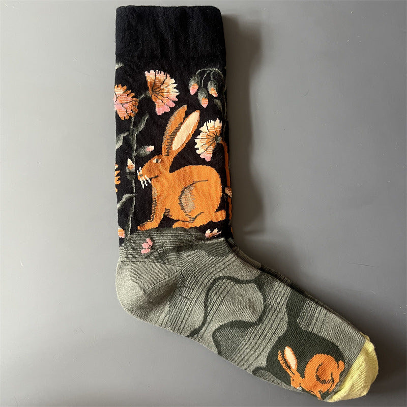 Art Pattern Crew Socks – Vintage Oil Painting Style Socks