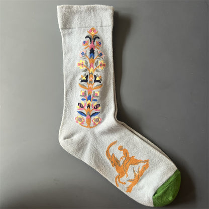 Art Pattern Crew Socks – Vintage Oil Painting Style Socks