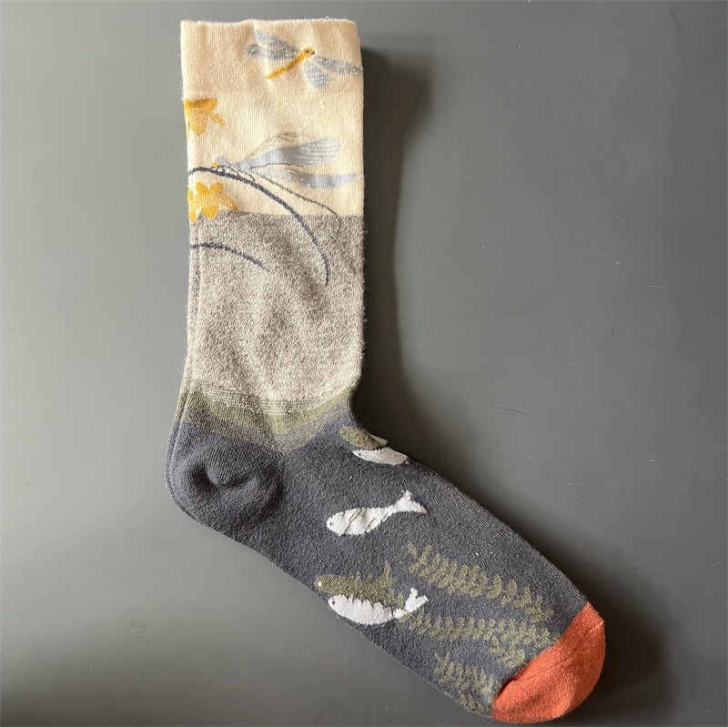 Art Pattern Crew Socks – Vintage Oil Painting Style Socks