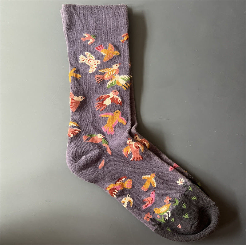 Art Pattern Crew Socks – Vintage Oil Painting Style Socks
