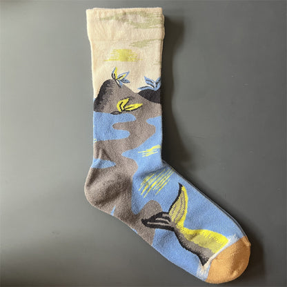 Art Pattern Crew Socks – Vintage Oil Painting Style Socks