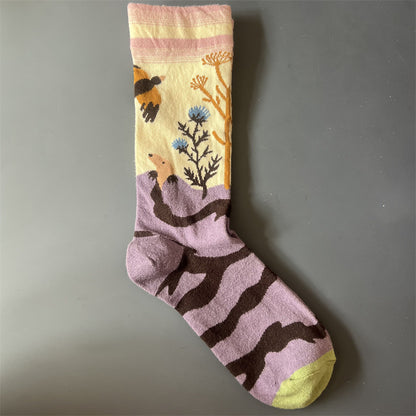 Art Pattern Crew Socks – Vintage Oil Painting Style Socks