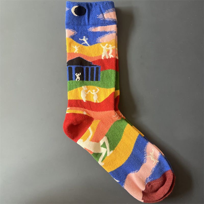 Art Pattern Crew Socks – Vintage Oil Painting Style Socks