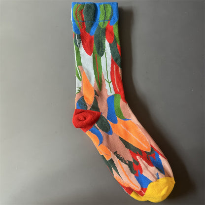 Art Pattern Crew Socks – Vintage Oil Painting Style Socks