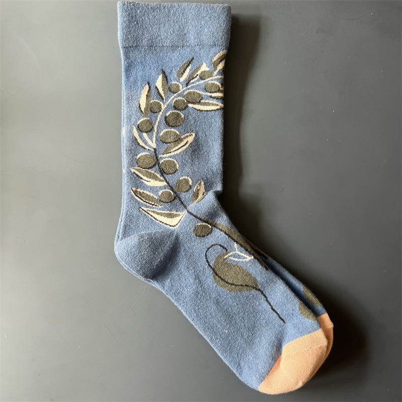 Art Pattern Crew Socks – Vintage Oil Painting Style Socks
