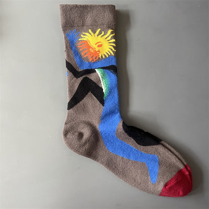 Art Pattern Crew Socks – Vintage Oil Painting Style Socks