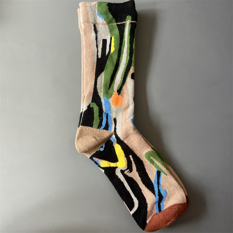 Art Pattern Crew Socks – Vintage Oil Painting Style Socks