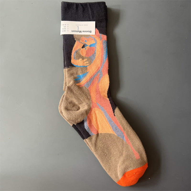 Art Pattern Crew Socks – Vintage Oil Painting Style Socks