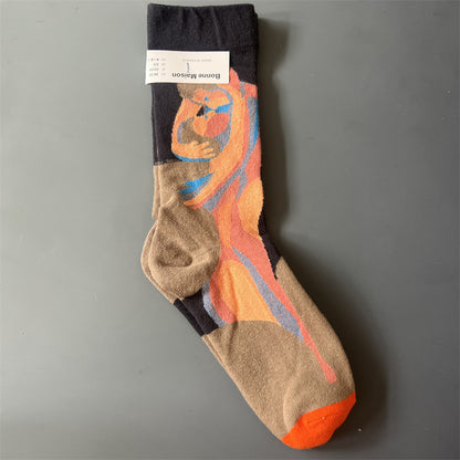 Art Pattern Crew Socks – Vintage Oil Painting Style Socks