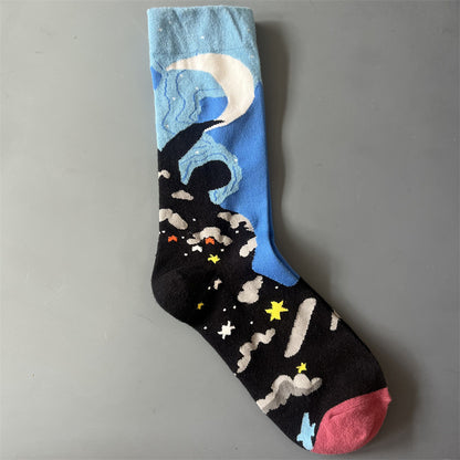 Art Pattern Crew Socks – Vintage Oil Painting Style Socks