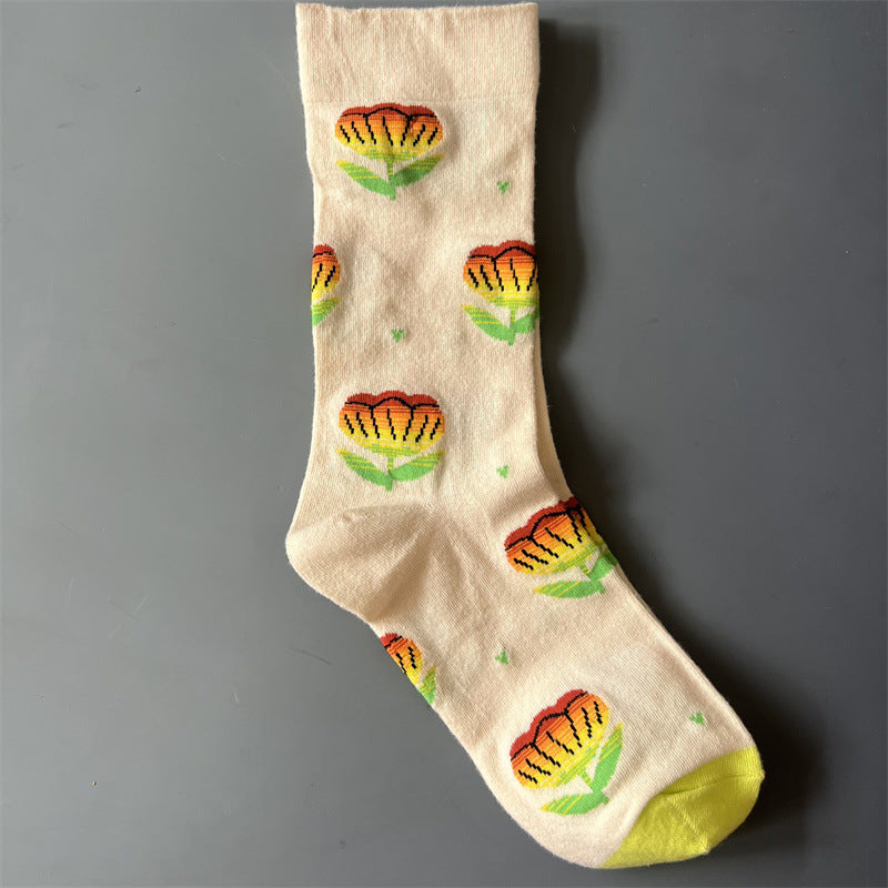 Art Pattern Crew Socks – Vintage Oil Painting Style Socks