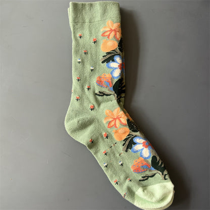 Art Pattern Crew Socks – Vintage Oil Painting Style Socks