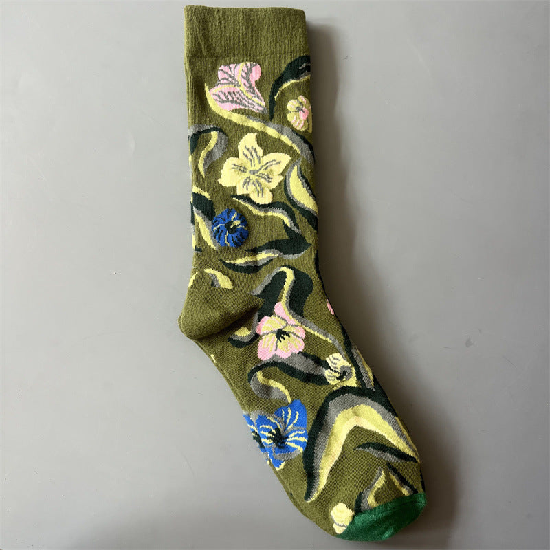 Art Pattern Crew Socks – Vintage Oil Painting Style Socks