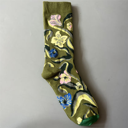 Art Pattern Crew Socks – Vintage Oil Painting Style Socks