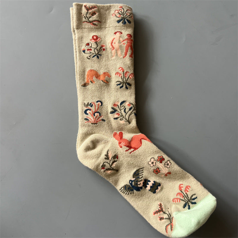 Art Pattern Crew Socks – Vintage Oil Painting Style Socks