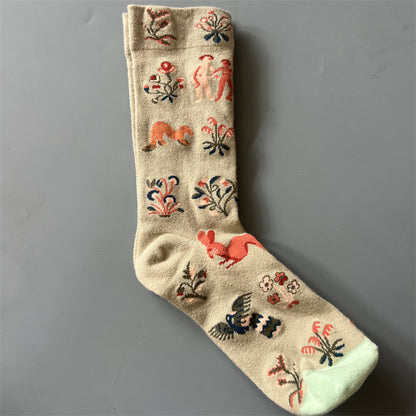 Art Pattern Crew Socks – Vintage Oil Painting Style Socks