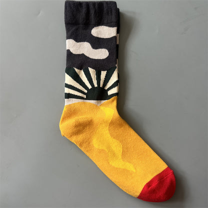 Art Pattern Crew Socks – Vintage Oil Painting Style Socks