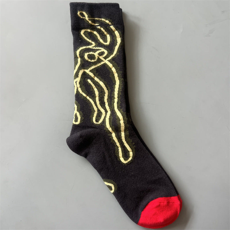 Art Pattern Crew Socks – Vintage Oil Painting Style Socks