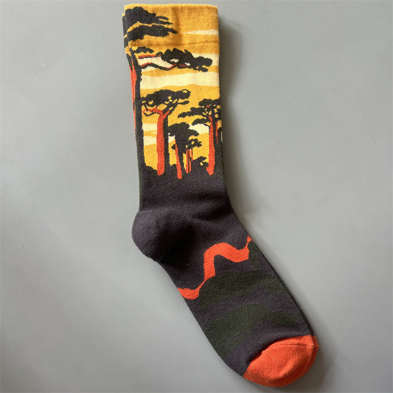 Art Pattern Crew Socks – Vintage Oil Painting Style Socks