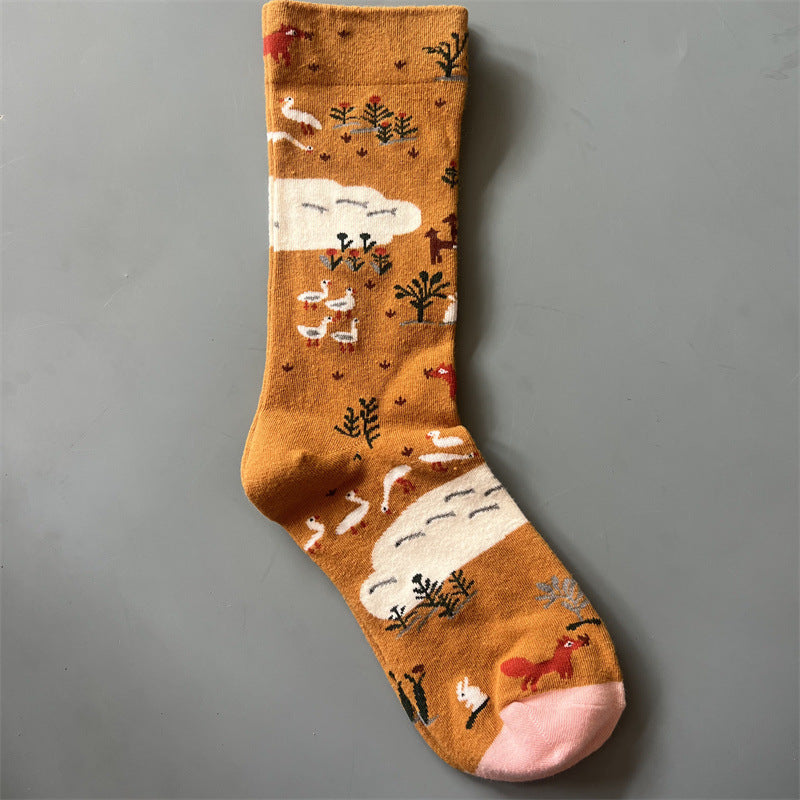 Art Pattern Crew Socks – Vintage Oil Painting Style Socks