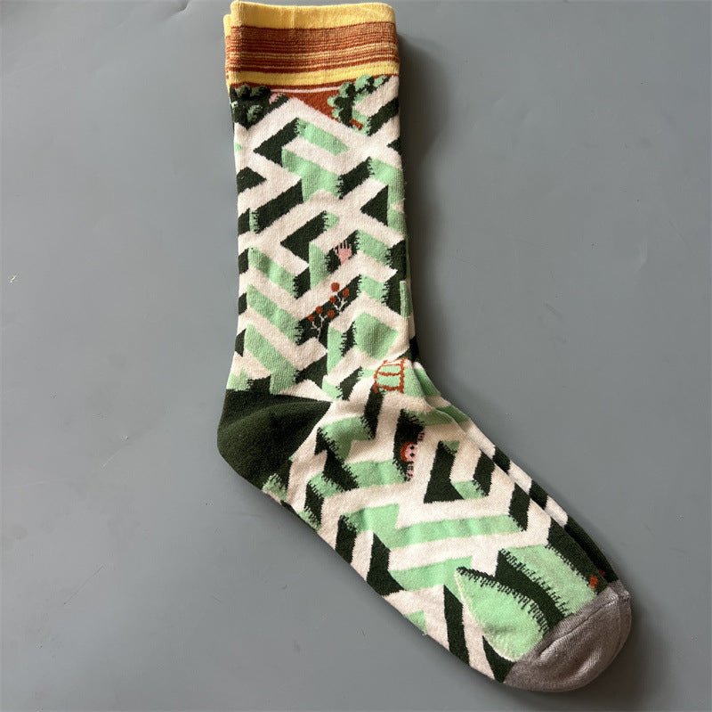 Art Pattern Crew Socks – Vintage Oil Painting Style Socks