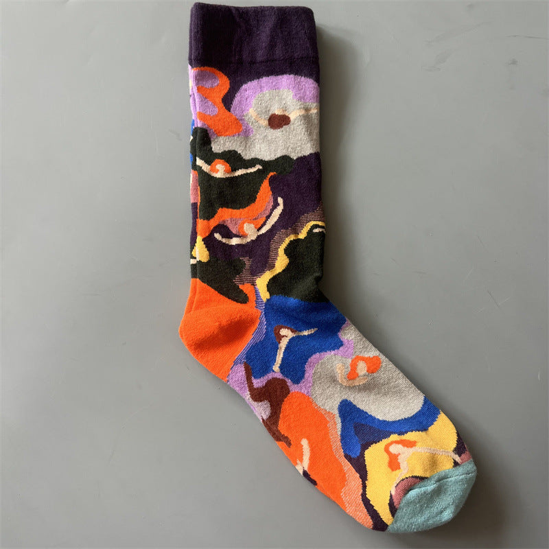Art Pattern Crew Socks – Vintage Oil Painting Style Socks