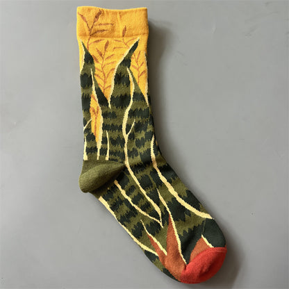 Art Pattern Crew Socks – Vintage Oil Painting Style Socks