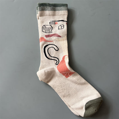 Art Pattern Crew Socks – Vintage Oil Painting Style Socks
