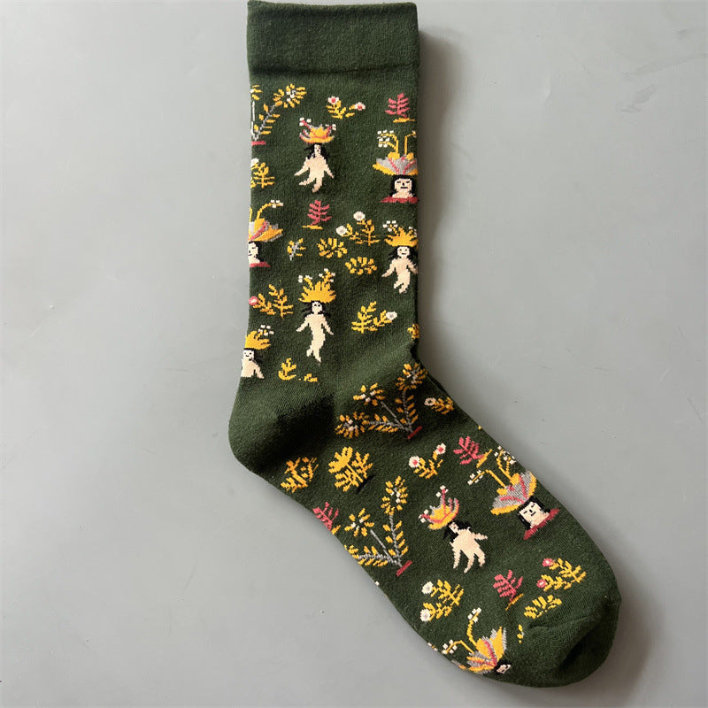 Art Pattern Crew Socks – Vintage Oil Painting Style Socks