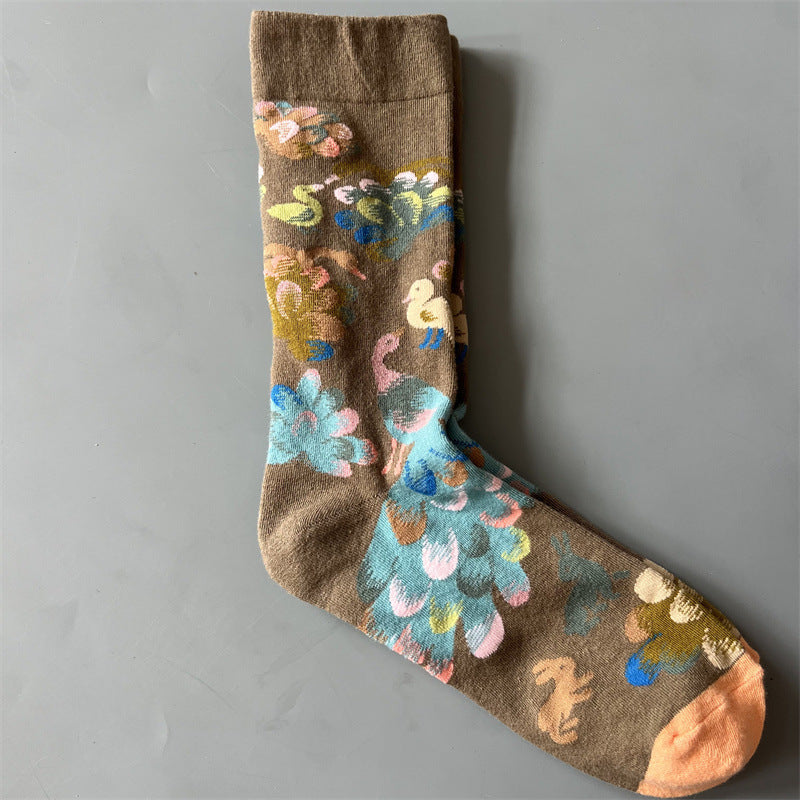 Art Pattern Crew Socks – Vintage Oil Painting Style Socks