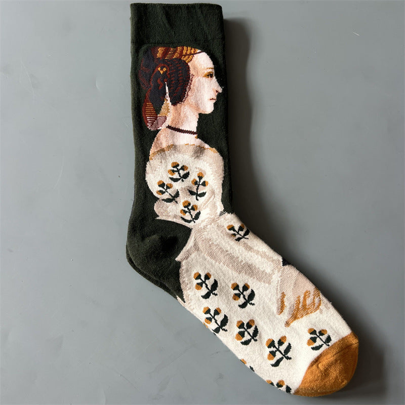 Art Pattern Crew Socks – Vintage Oil Painting Style Socks