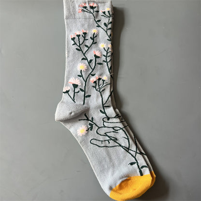 Art Pattern Crew Socks – Vintage Oil Painting Style Socks