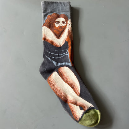 Art Pattern Crew Socks – Vintage Oil Painting Style Socks