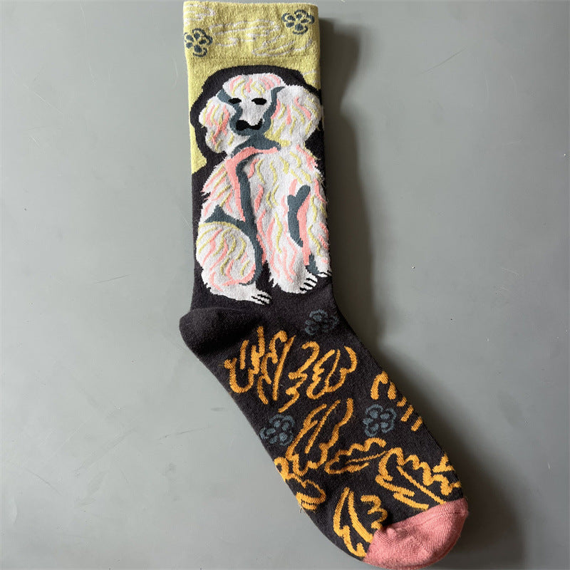 Art Pattern Crew Socks – Vintage Oil Painting Style Socks
