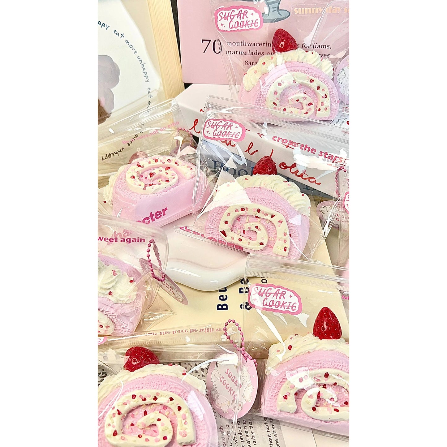 Strawberry Swiss Roll Squishy – Slow Rising Sensory Stress Relief Toy