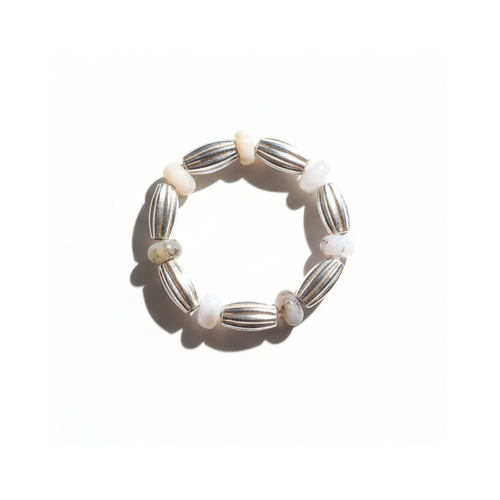 Kunlun at Ease • Silver Grooved Olive Bead Ring