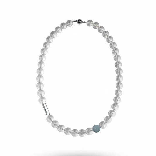 White crystal aquamarine magnetic necklace