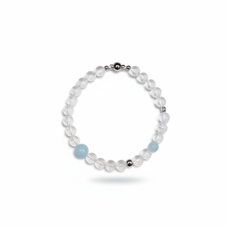 White crystal aquamarine magnetic bracelet
