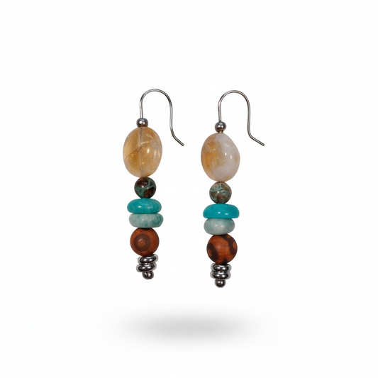 Yellow Pagoda Quartz Agate Earrings