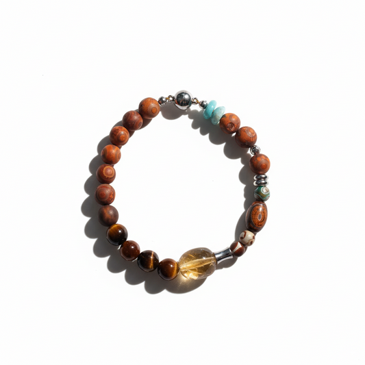 Tiger Eye Dzi Bead Agate Magnetic Bracelet