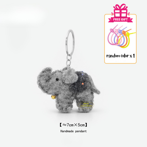 Nepalese handmade wool felt lucky elephant charm