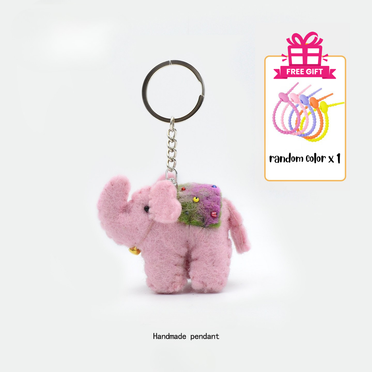 Nepalese handmade wool felt lucky elephant charm