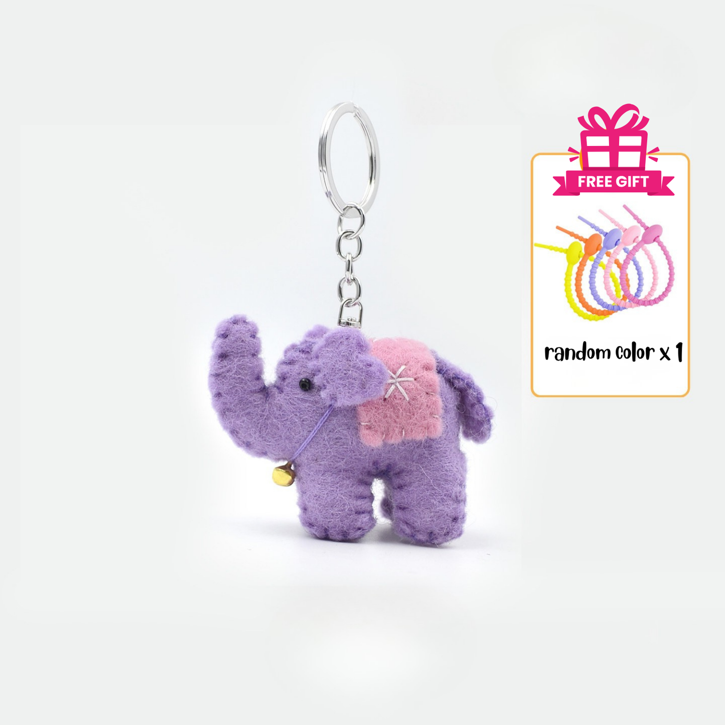 Nepalese handmade wool felt lucky elephant charm