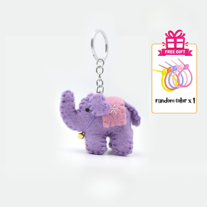 Nepalese handmade wool felt lucky elephant charm