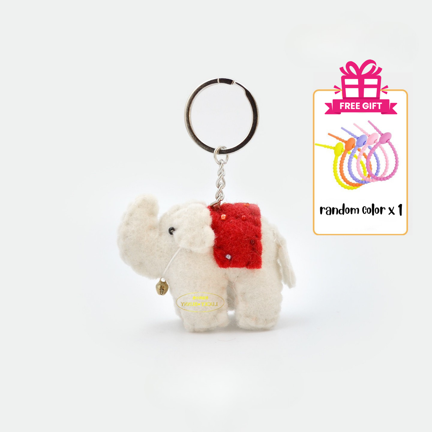 Nepalese handmade wool felt lucky elephant charm