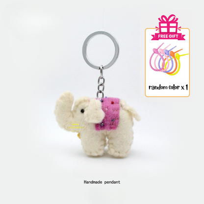 Nepalese handmade wool felt lucky elephant charm