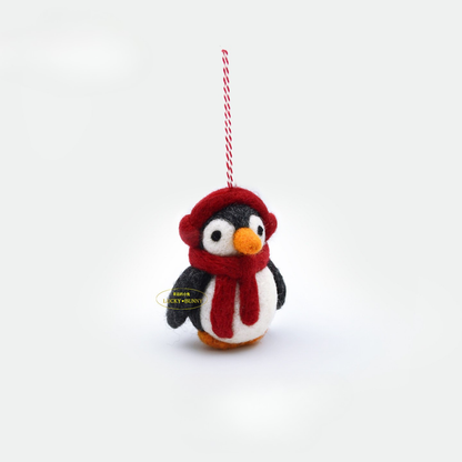 Nepalese Handmade Wool Felt Pendant Charms - Cute Penguin