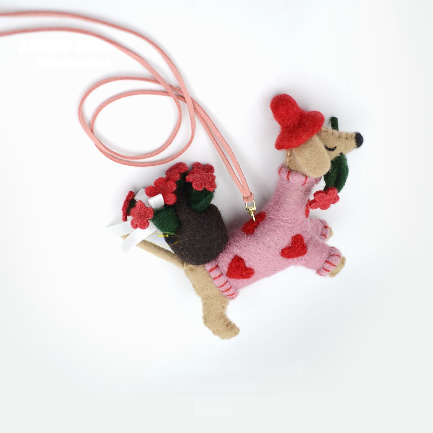 Nepalese Handmade Wool Felt Pendant Charms - Love Dog